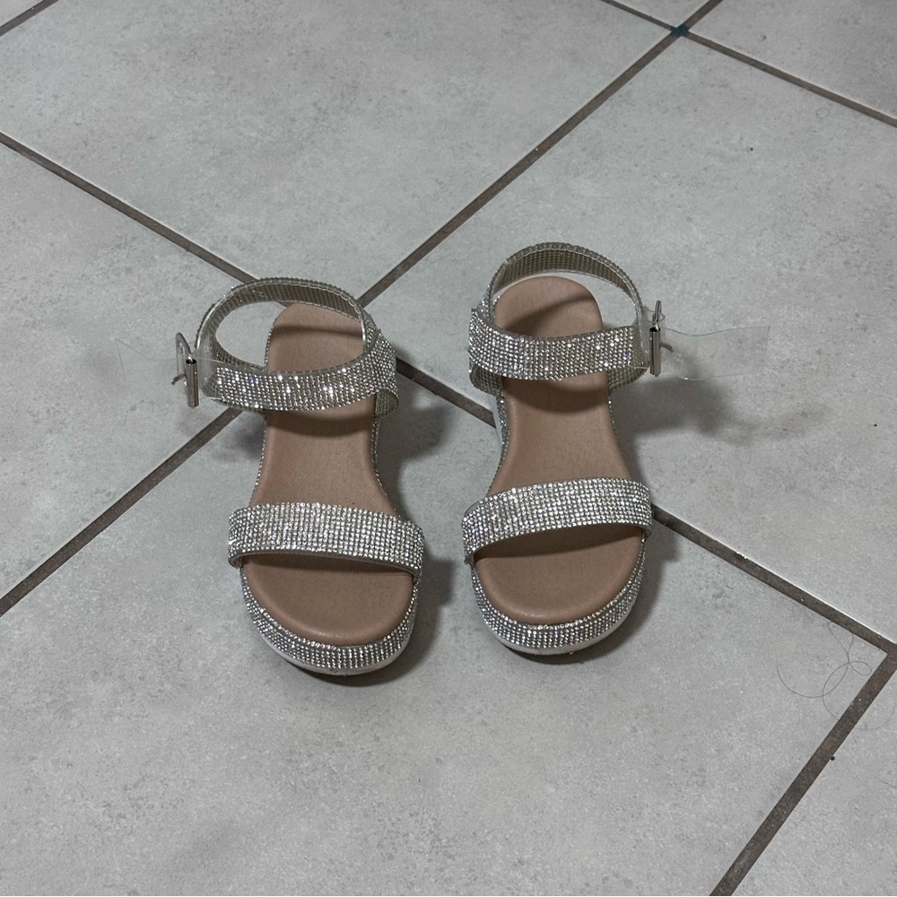 Link Girls Kids Rhinestone Wedge Sandals size 13.‎